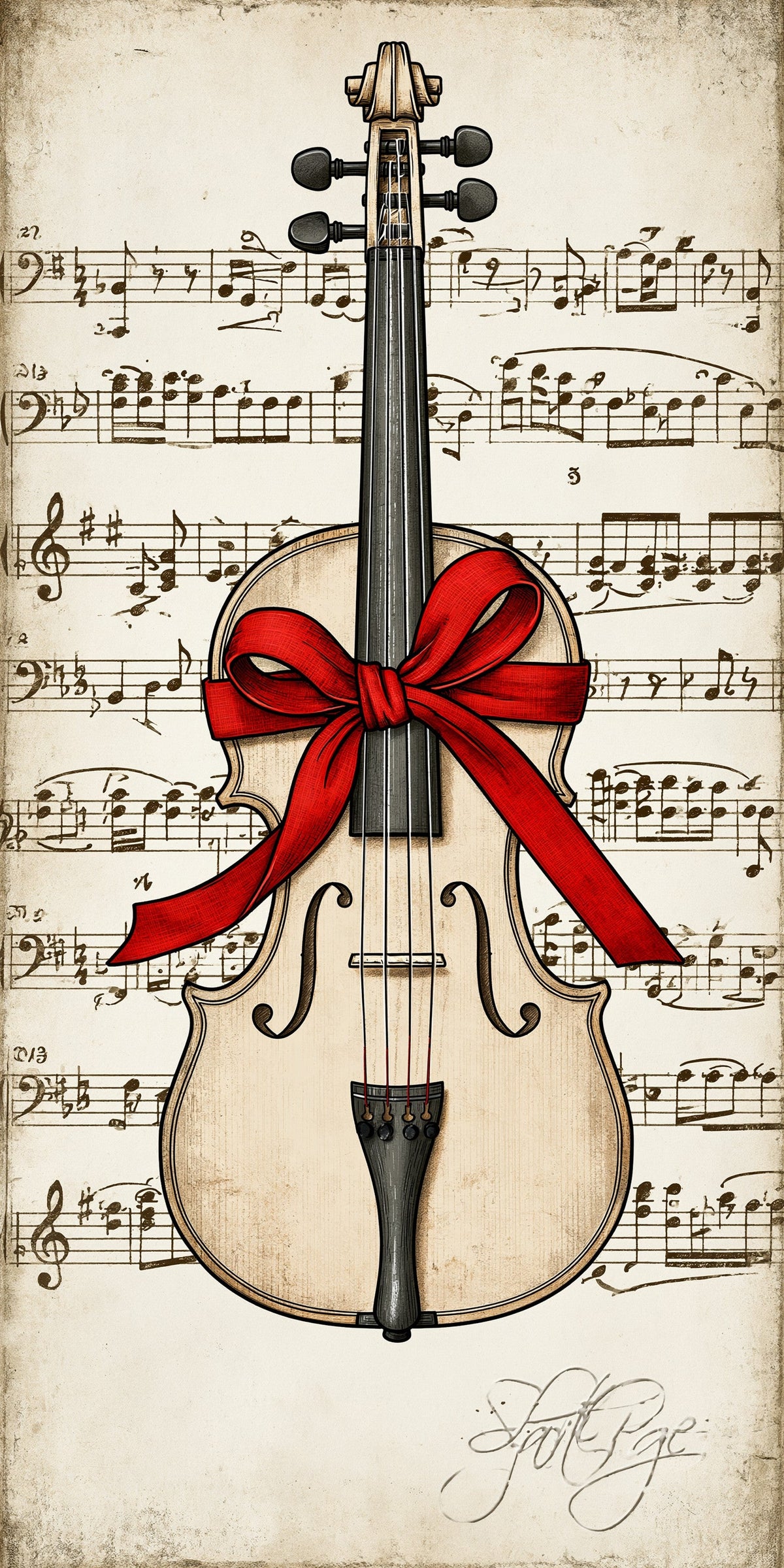Ribbon Violin Earrings