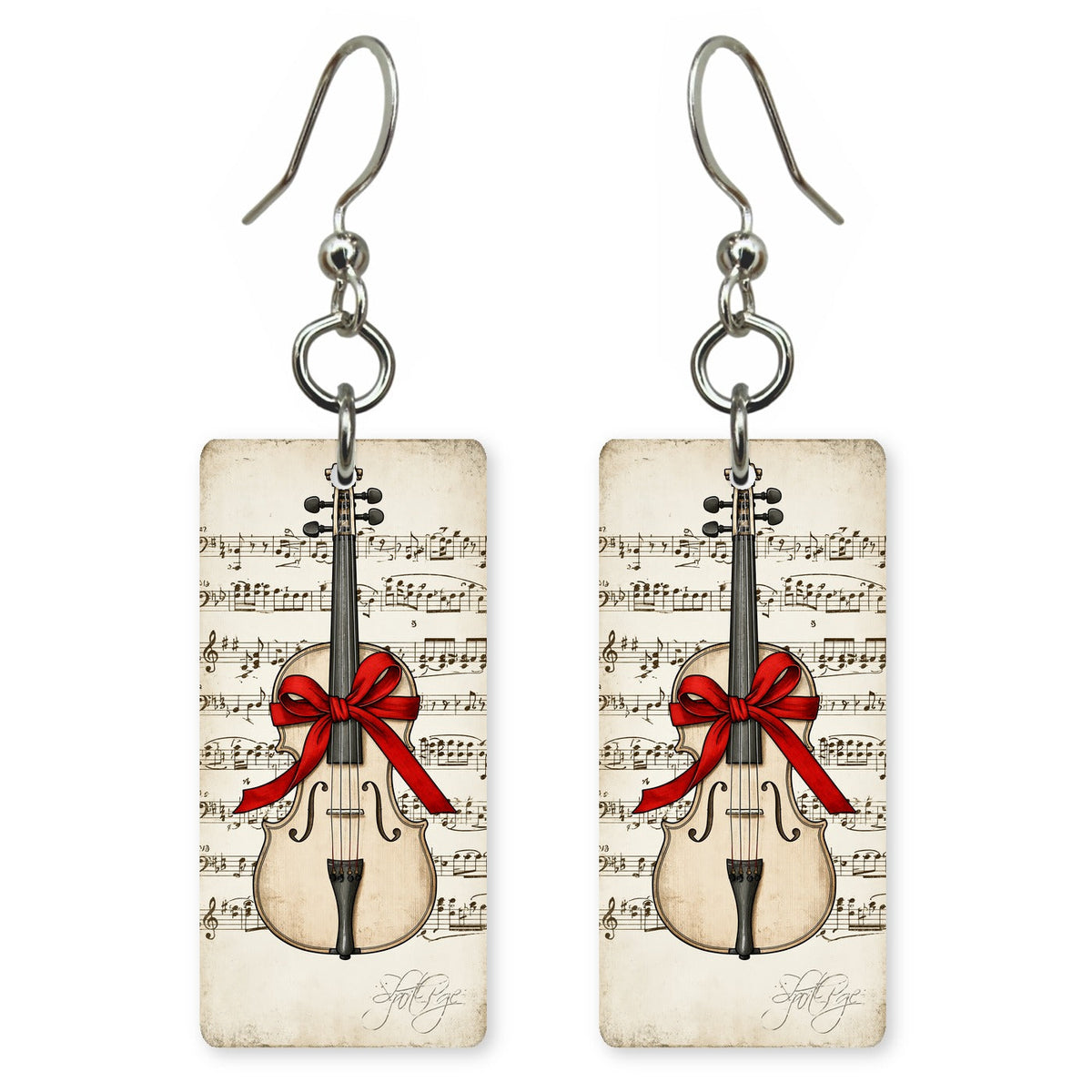 Ribbon Violin Earrings | FW301