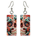 Teal Sugar Skull Earrings | FW305