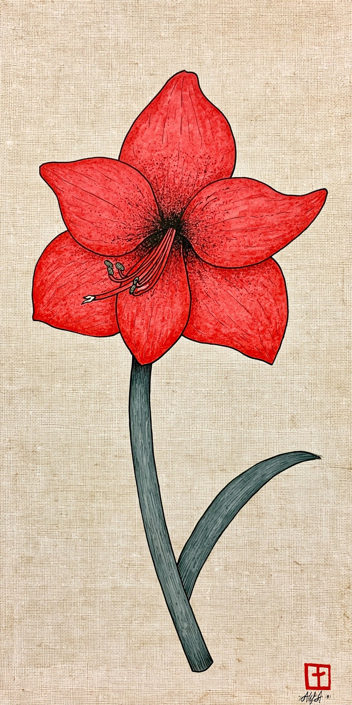 Red Amaryllis Earrings