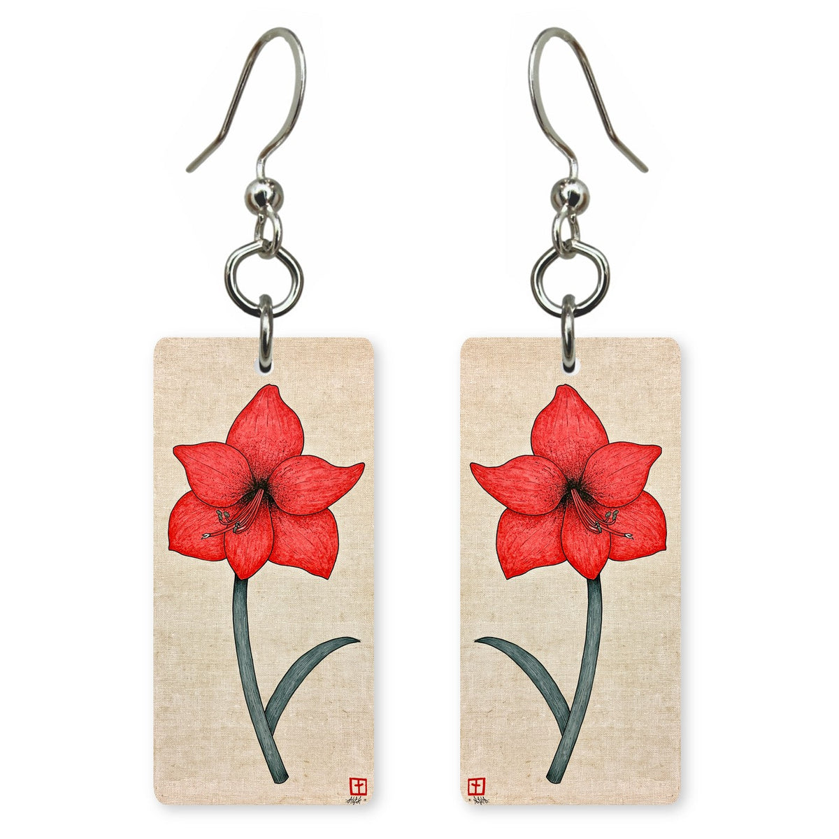 Red Amaryllis Earrings | FW335