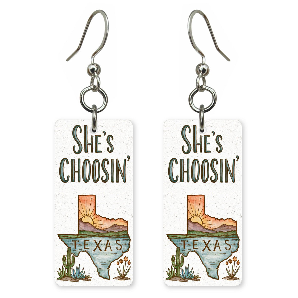 She's Choosing Texas Earrings | Script Logo | SC43B20