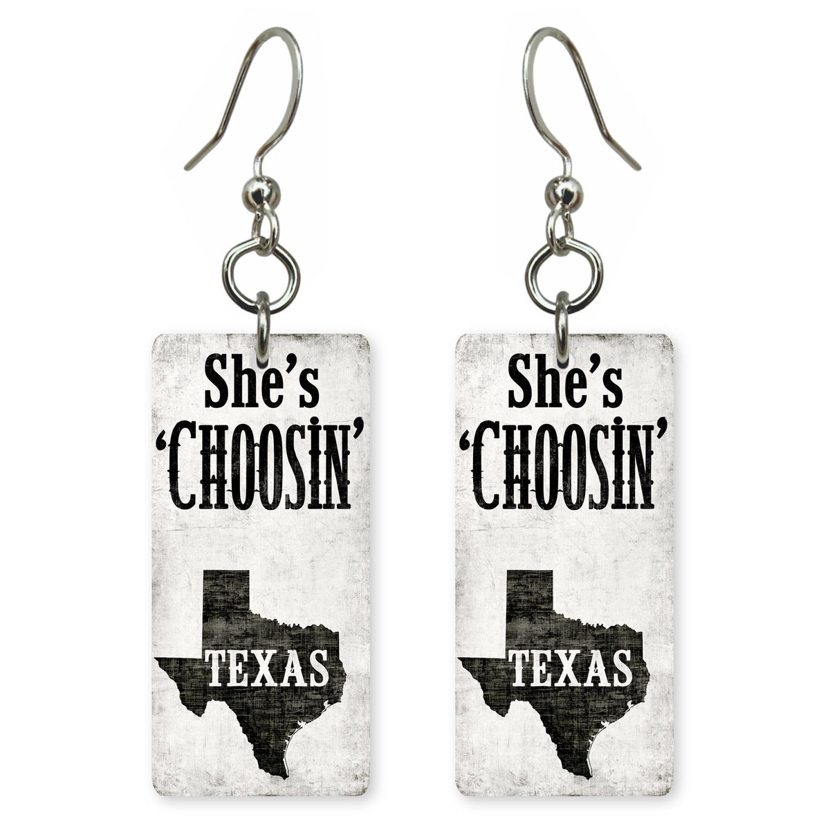 She's Choosing Texas Earrings | Black Plank | SC43E
