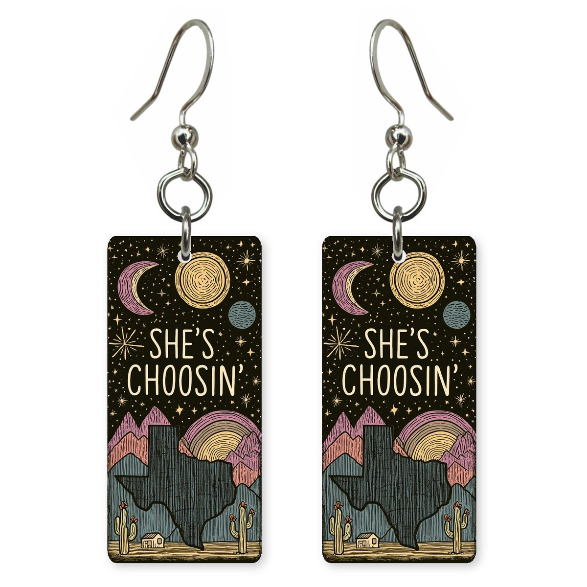 She's Choosing Texas Earrings | Night Desert Moon | SC43O