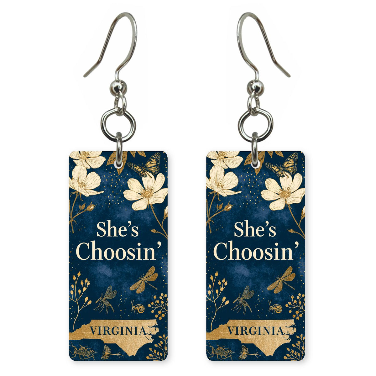 She's Choosing Virginia Earrings | Navy Dogwood | SC46D
