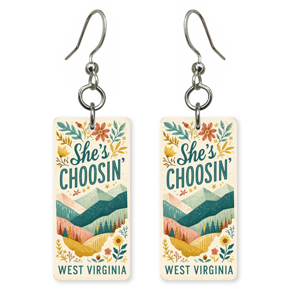 She's Choosing West Virginia Earrings | Ridge Florals | SC48B
