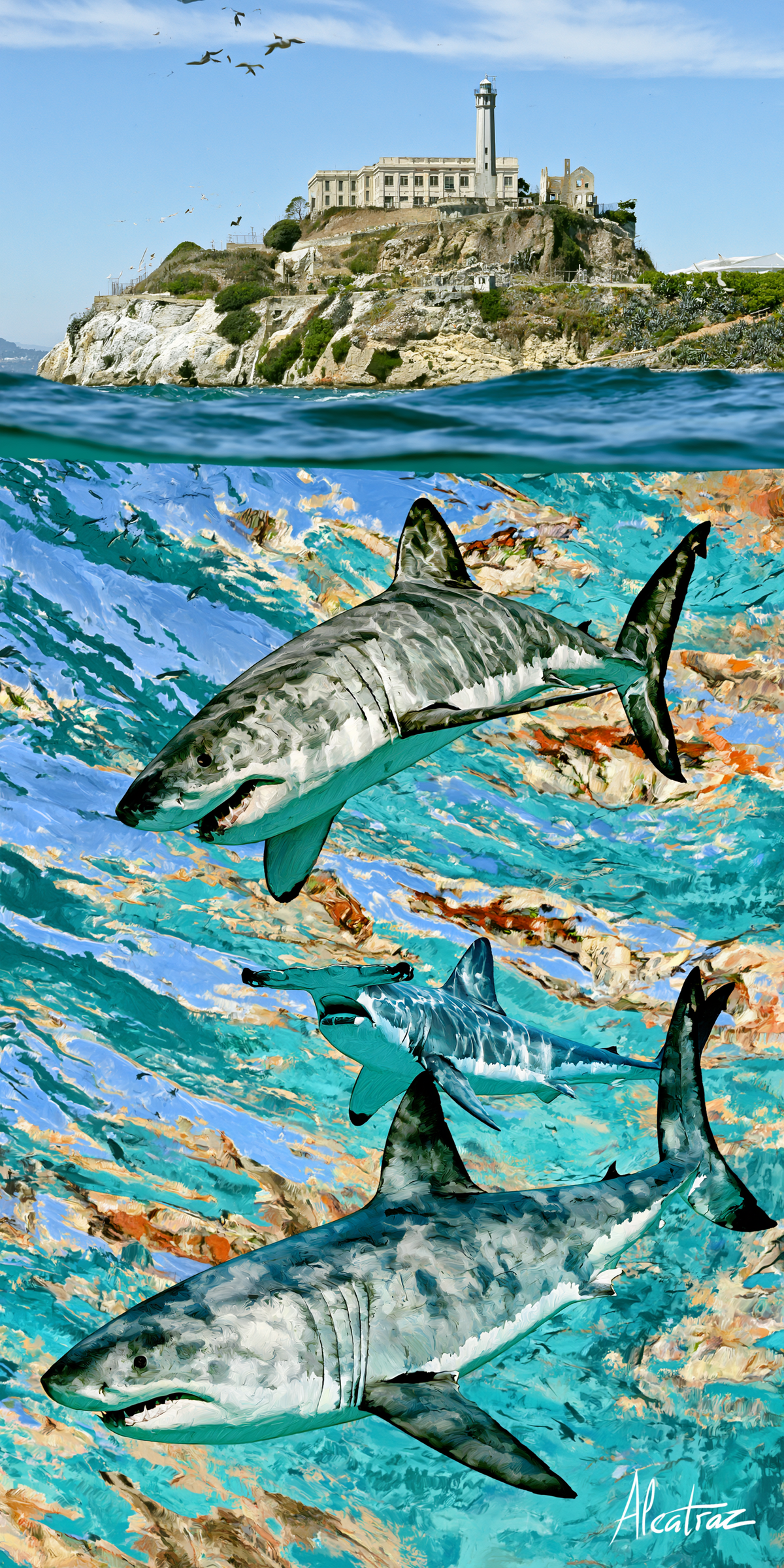 She's Choosing California Earrings | Alcatraz Reef Sharks