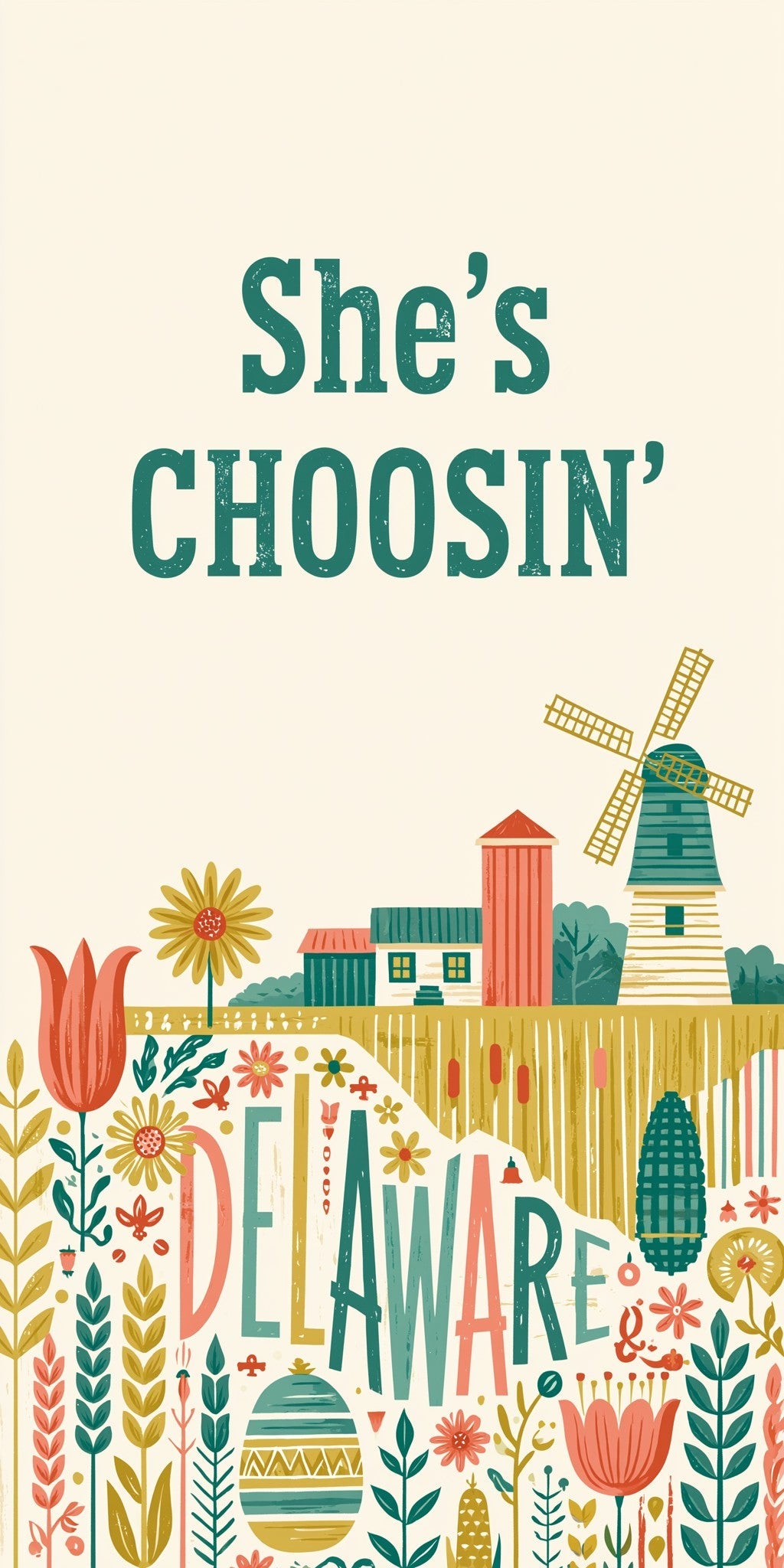 She's Choosing Delaware Earrings | Folk Town Poster