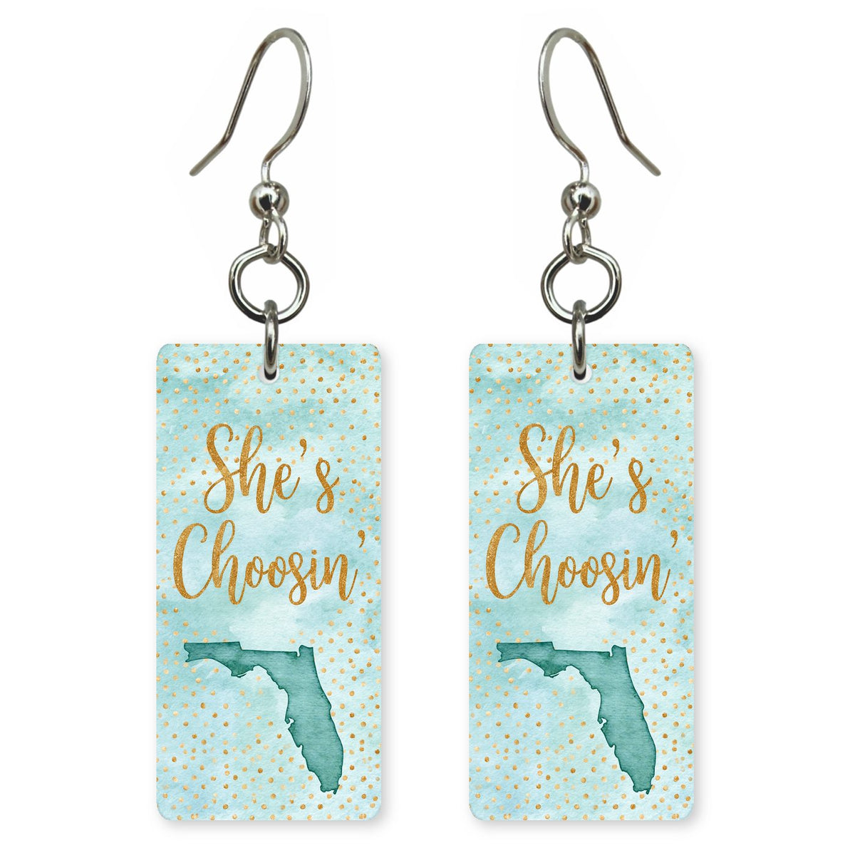 She's Choosing Florida Earrings | Teal Dot Silhouette | SC9E